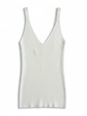 Mango Cream Ribbed Knit Sleeveless Top